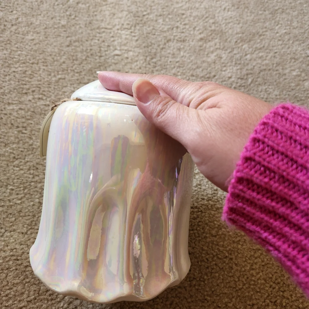 Halloween Ghost Irridescent Canister NWT